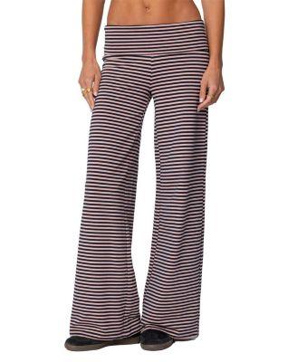 Lilah Striped Fold Over Pants by EDIKTED