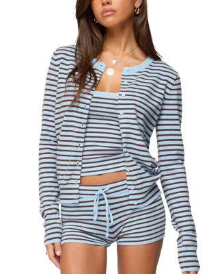 Lillian Striped Button Up Knit Cardigan by EDIKTED