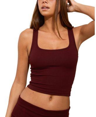 Linda Ribbed Scoop Neck Tank Top by EDIKTED