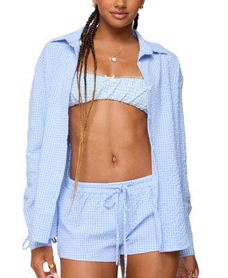 Lira Oversized Gingham Button Up Shirt by EDIKTED