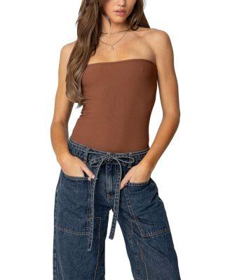 Loren Strapless Ribbed Bodysuit by EDIKTED