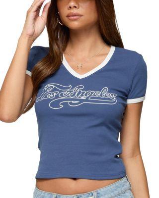 Los Angeles Contrast T Shirt by EDIKTED