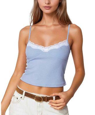 Lucie Lace Trim Tank Top by EDIKTED