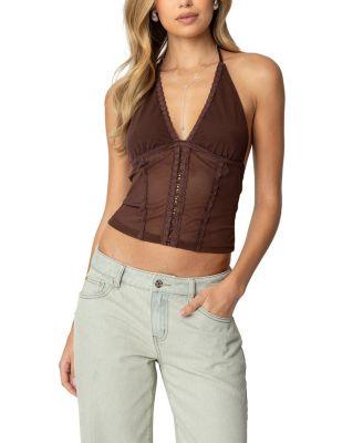 Lucie Lacey Mesh Halter Top by EDIKTED