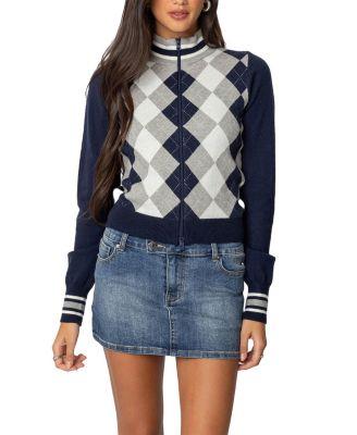 Madisen Argyle Knit Cardigan by EDIKTED
