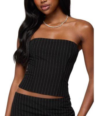 Maeve Pinstripe Strapless Corset by EDIKTED