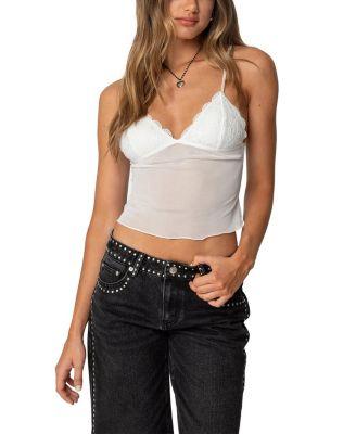 Malika Lacey Sheer Mesh Tank Top by EDIKTED