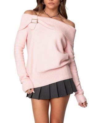 Marilyn Buckled Off Shoulder Sweater by EDIKTED