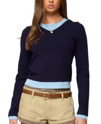 Marthie Layered Knit V Neck Top by EDIKTED