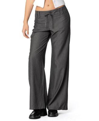 Mayla Wide Leg Pinstripe Trousers by EDIKTED