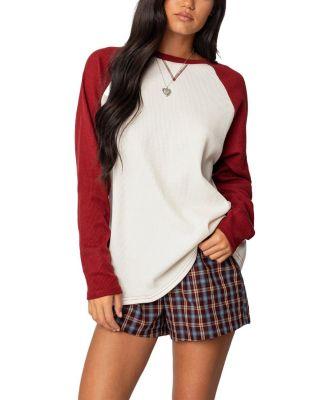Me Time Oversized Waffle Top by EDIKTED