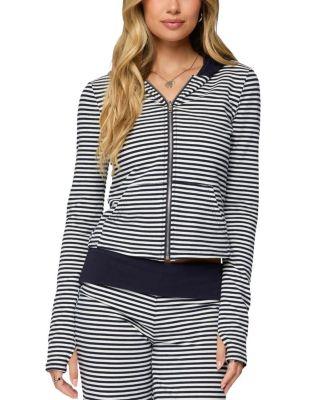Meggy Striped Zip Up Hoodie by EDIKTED
