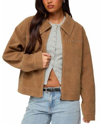 Memphis Studded Faux Suede Jacket by EDIKTED
