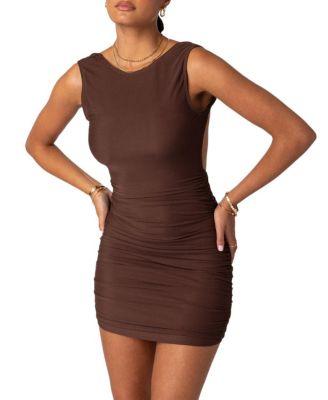 Mikey Ruched Open Back Mini Dress by EDIKTED