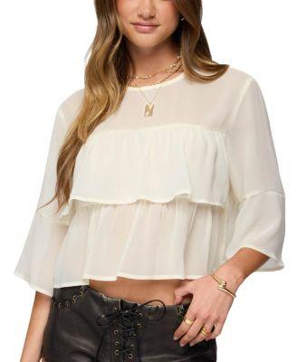 Missey Ruffled Chiffon Top by EDIKTED