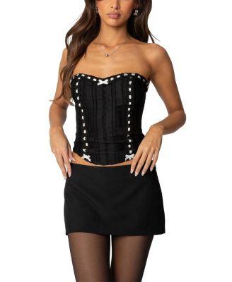 Mist Lacey Ribbon Corset by EDIKTED
