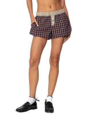 Mixed Plaid Boxer Shorts by EDIKTED