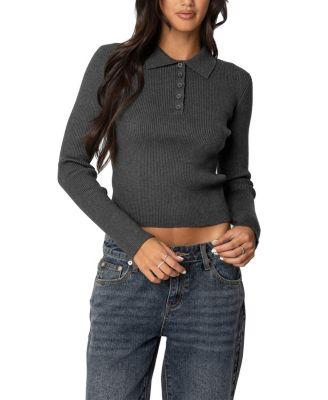 Mollie Collared Ribbed Knit Top by EDIKTED