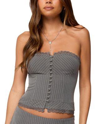 Mona Lacey Pinstripe Strapless Corset by EDIKTED