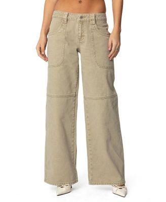 Morgan Low Rise Carpenter Jeans in Light-Brown by EDIKTED Morgan Low Rise Carpenter Jeans in Light-Brown by EDIKTED