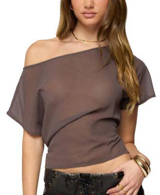 Noria Sheer Chiffon Off Shoulder Top by EDIKTED