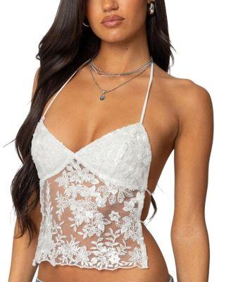 Nyx Backless Sheer Lace Top by EDIKTED