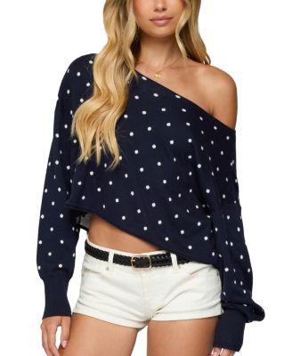 Oversized Off Shoulder Polka Dot Sweater by EDIKTED