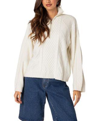 Oversized Quarter Zip Cable Knit Sweater by EDIKTED