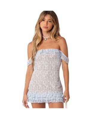 Paradise ruffle lace mini dress by EDIKTED