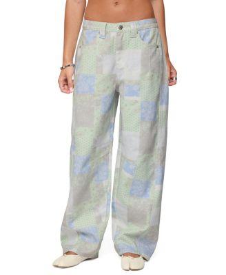 Patchwork Low Rise Baggy Light Rinse Wash Jeans by EDIKTED