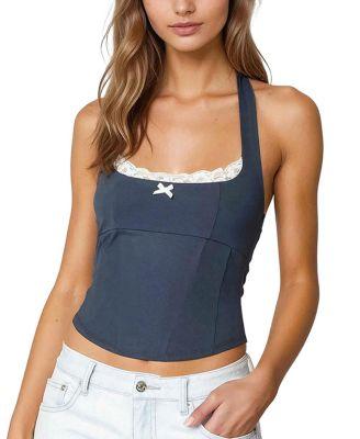 Peekaboo Lace Halter Bustier Top by EDIKTED