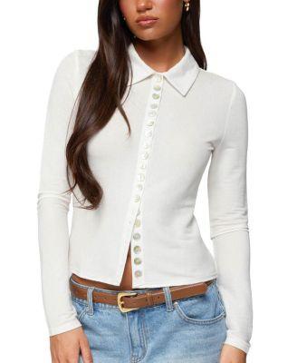 Pennie Iridescent Button Up Shirt by EDIKTED