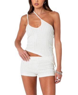 Phoebe Asymmetric Textured Knit Top by EDIKTED