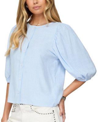 Pinstripe Linen Look Button Up Shirt by EDIKTED
