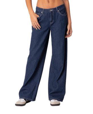 Pinstripe Low Rise Jeans by EDIKTED