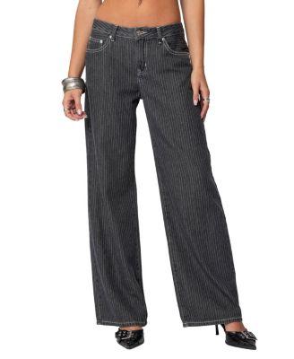 Pinstripe Low Rise Jeans by EDIKTED