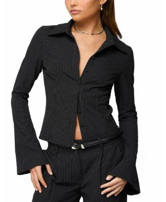 Pinstripe Tailored Button Up Shirt by EDIKTED