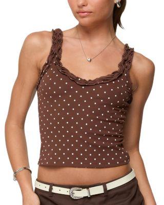Pippin Ruffle Polka Dot Tank Top by EDIKTED