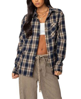 Plaid Flannel Button Up Shirt by EDIKTED