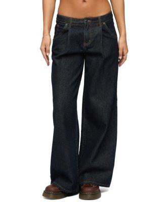 Pleated Low Rise Wide Leg Jeans by EDIKTED