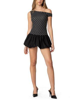 Polka Dot Asymmetric Bubble Skirt Mini Dress by EDIKTED Polka Dot Asymmetric Bubble Skirt Mini Dress by EDIKTED