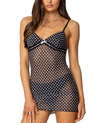 Polka Sheer Mesh Mini Dress by EDIKTED