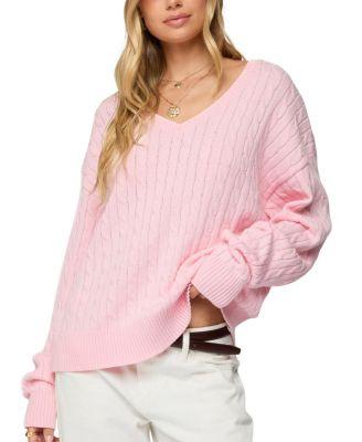Polly V Neck Cable Knit Sweater by EDIKTED