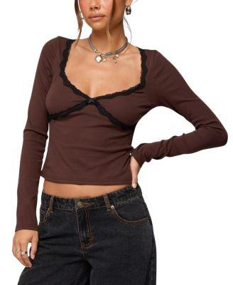 Porta Contrast Lacey Top by EDIKTED