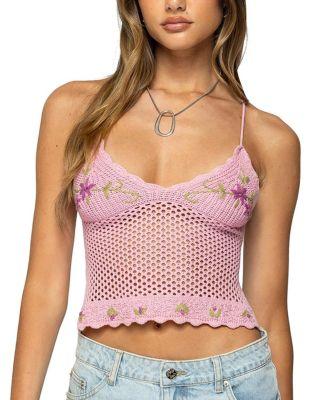 Quince Backless Embroidered Crochet Top by EDIKTED