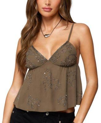 Raia Beaded Babydoll Top by EDIKTED