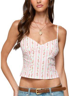 Raia Floral Striped Backless Top by EDIKTED