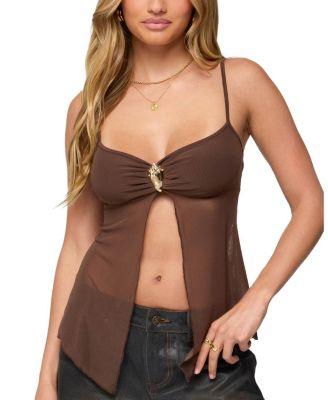 Reeve Split Front Sheer Mesh Top by EDIKTED
