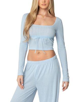 Ren Square Neck Pointelle Top by EDIKTED