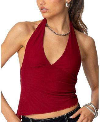Rhett Asymmetric Hem Halter Top by EDIKTED
